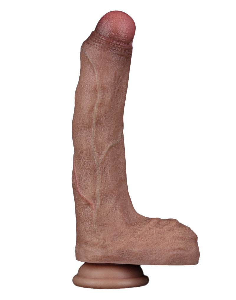 13: LoveToy - Zweischichtiger Silikon-Dildo 22 cm (Ø 4,2 cm) - Braun