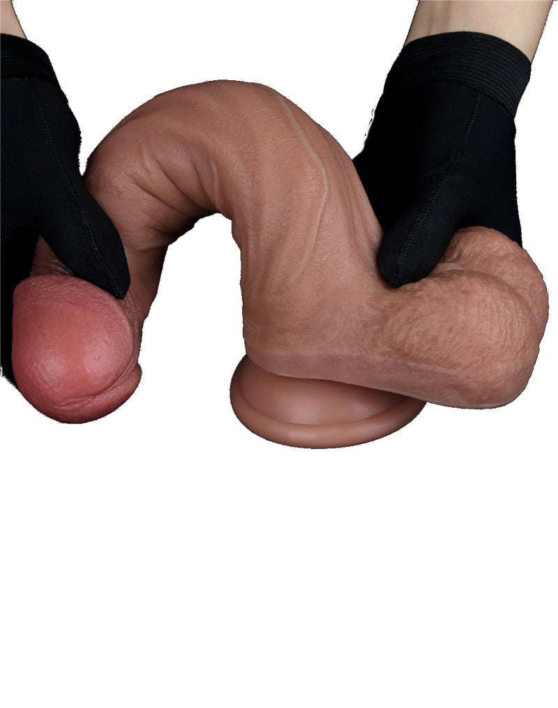 3: LoveToy - Zweischichtiger Silikon-Dildo 22,5 cm (Ø 4,2 cm) - Braun