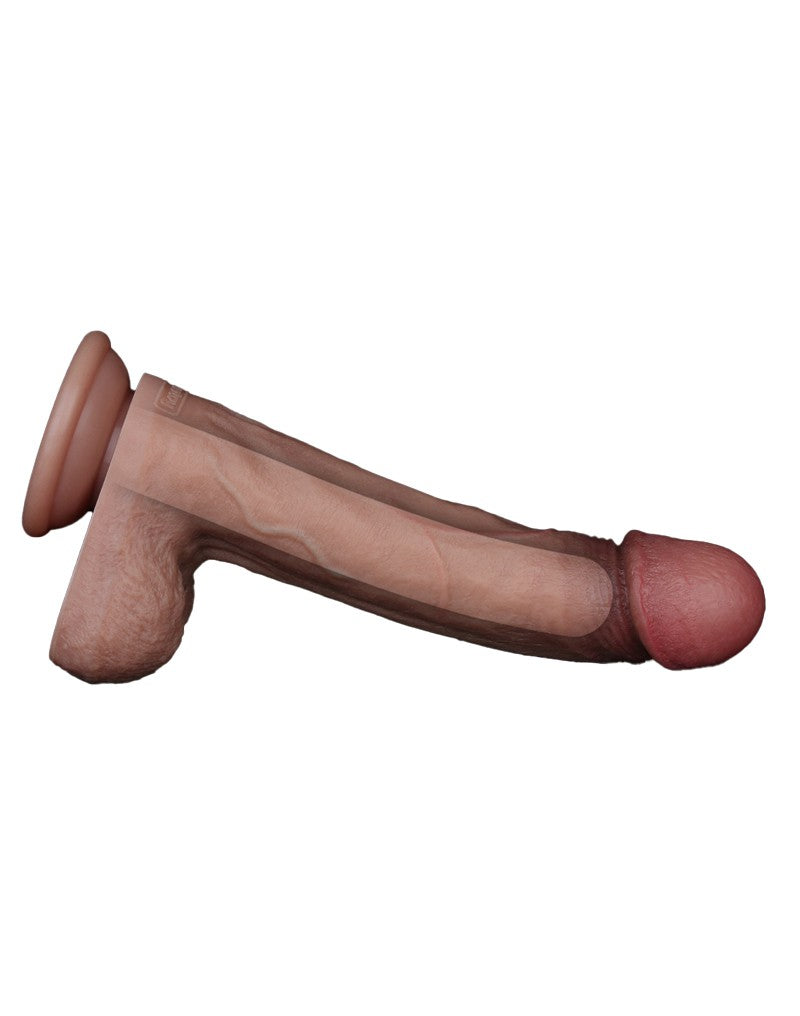 10: LoveToy - Zweischichtiger Silikon-Dildo 22,5 cm (Ø 4,2 cm) - Braun