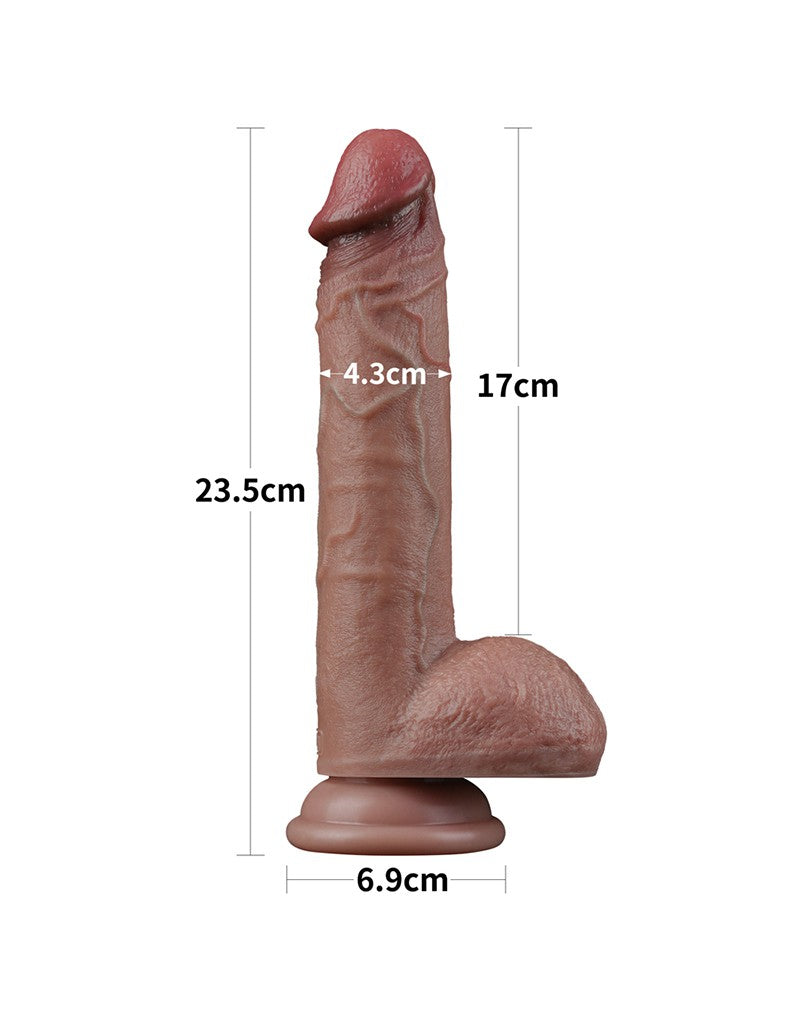 15: LoveToy - Zweischichtiger Silikon-Dildo 23,5 cm (Ø 4,3 cm) - Braun