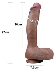 LoveToy - Dual Layered Silikondildo 27 cm (Ø 5.3 cm) - Braun
