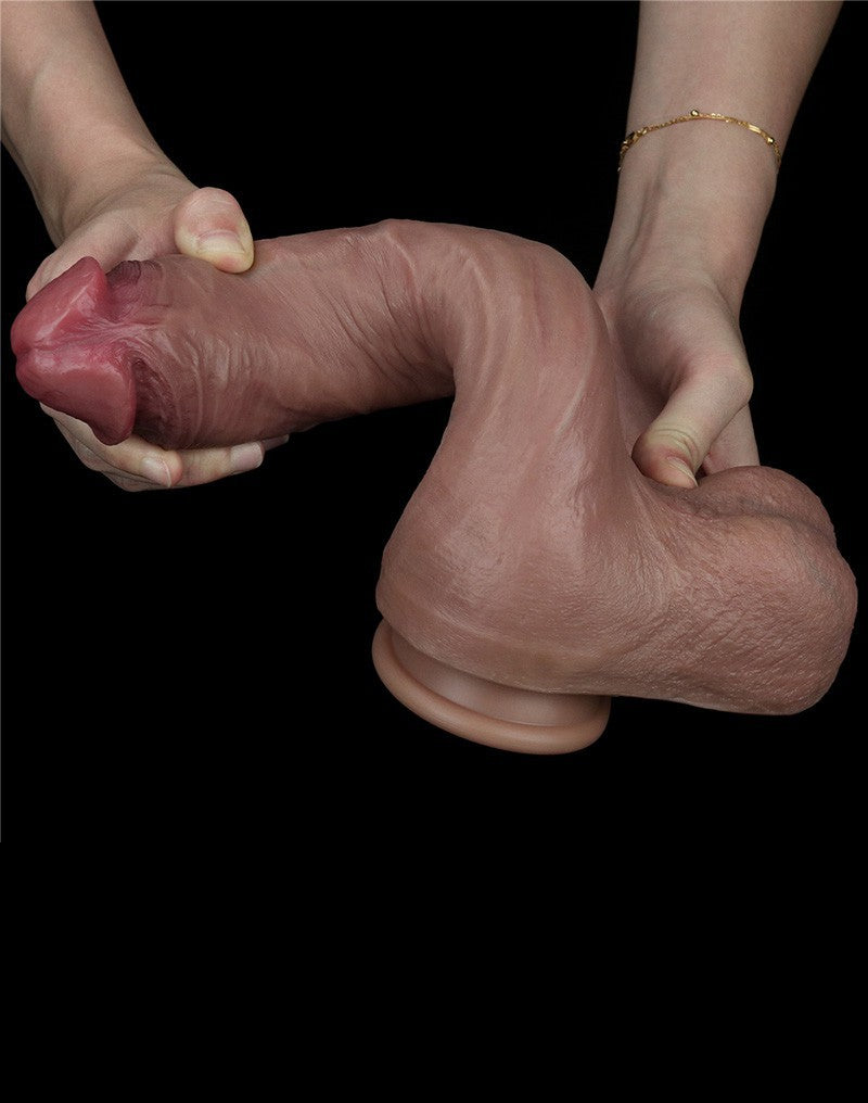 LoveToy - Dual Layered Silikondildo 27 cm (Ø 5.3 cm) - Braun