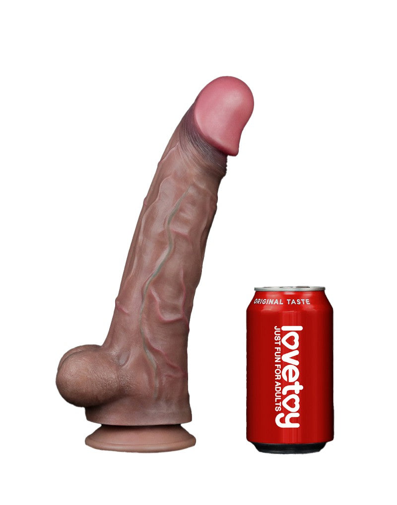 LoveToy - Zweischichtiger Silikon-Dildo 29.5 cm (Ø 5.5 cm) - Braun