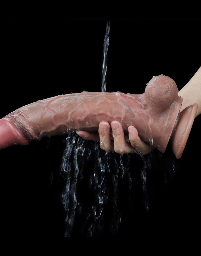 LoveToy - Zweischichtiger Silikon-Dildo 29.5 cm (Ø 5.5 cm) - Braun