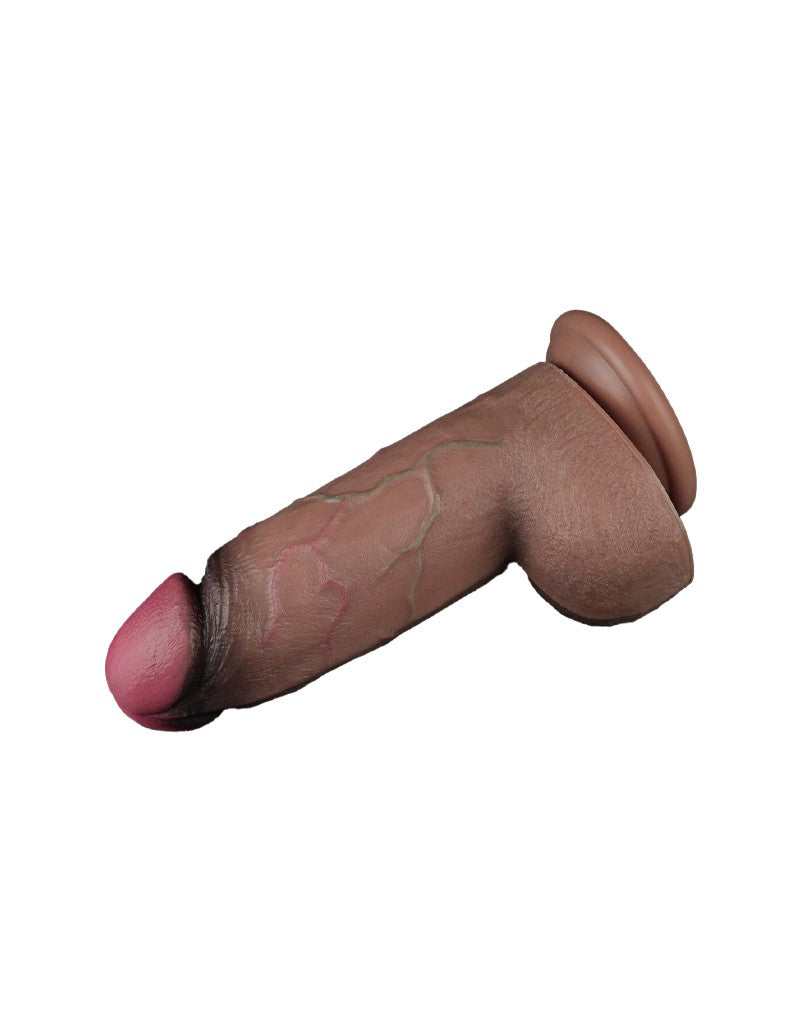 LoveToy - Zweischichtiger Silikon-Dildo XXL 24.6 cm (Ø 7 cm) - Braun