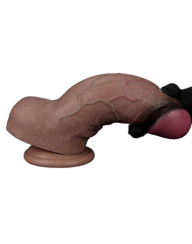LoveToy - Zweischichtiger Silikon-Dildo XXL 24.6 cm (Ø 7 cm) - Braun