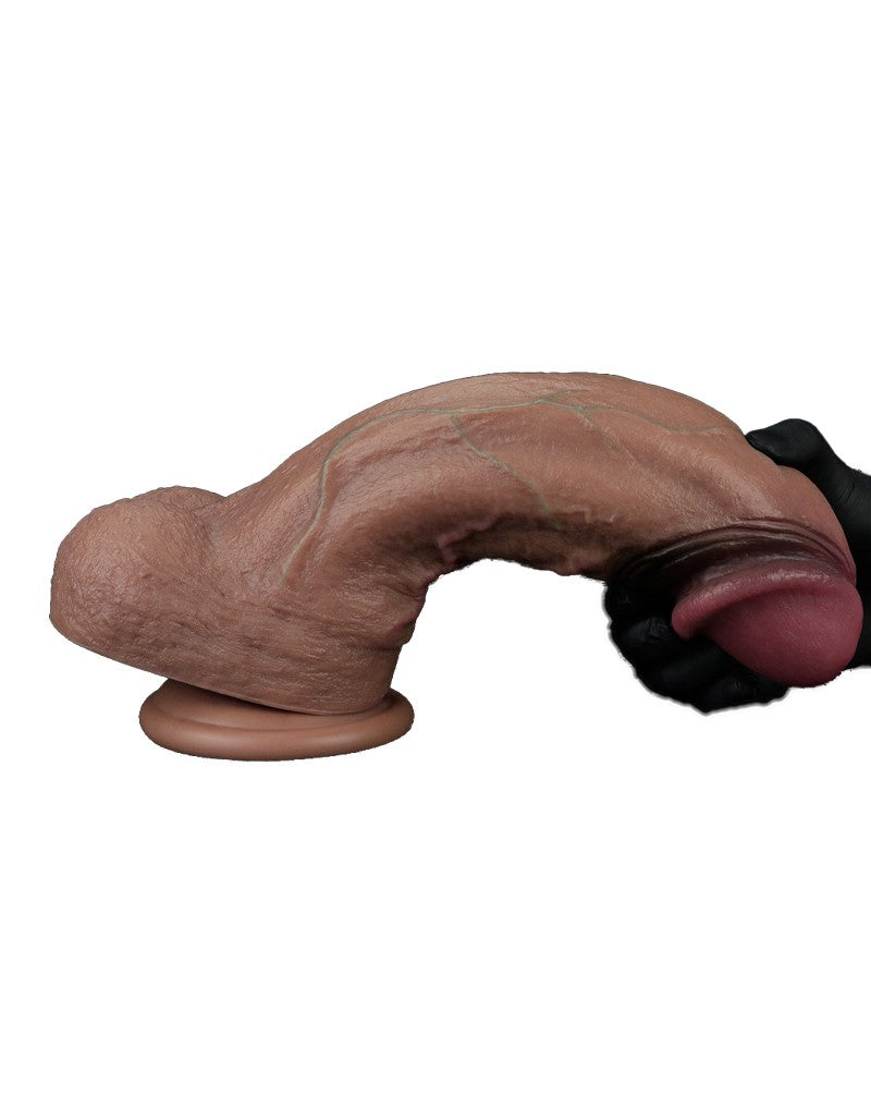 LoveToy - Zweischichtiger Silikon-Dildo XXL 28 cm (Ø7.4 cm) - Braun