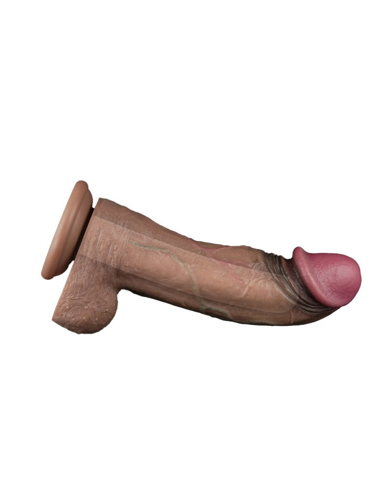 LoveToy - Zweischichtiger Silikon-Dildo XXL 28 cm (Ø7.4 cm) - Braun