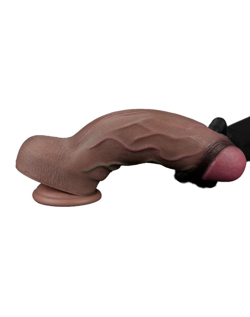 LoveToy - Zweischichtiger Silikon-Dildo XXL 31 cm (Ø7.6 cm) - Braun