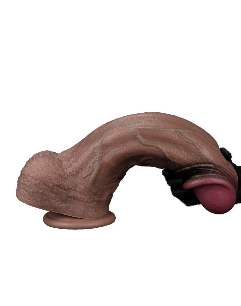 5: LoveToy - Zweischichtiger Silikon-Dildo XXL 33 cm (Ø7,6 cm) - Braun