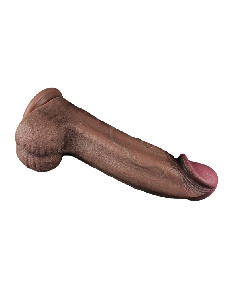 6: LoveToy - Zweischichtiger Silikon-Dildo XXL 33 cm (Ø7,6 cm) - Braun