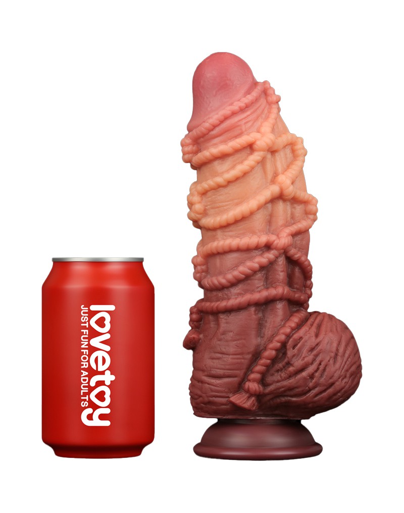 LoveToy - Extremer Dildo mit Seilmotiv 24 cm - Braun & Nude