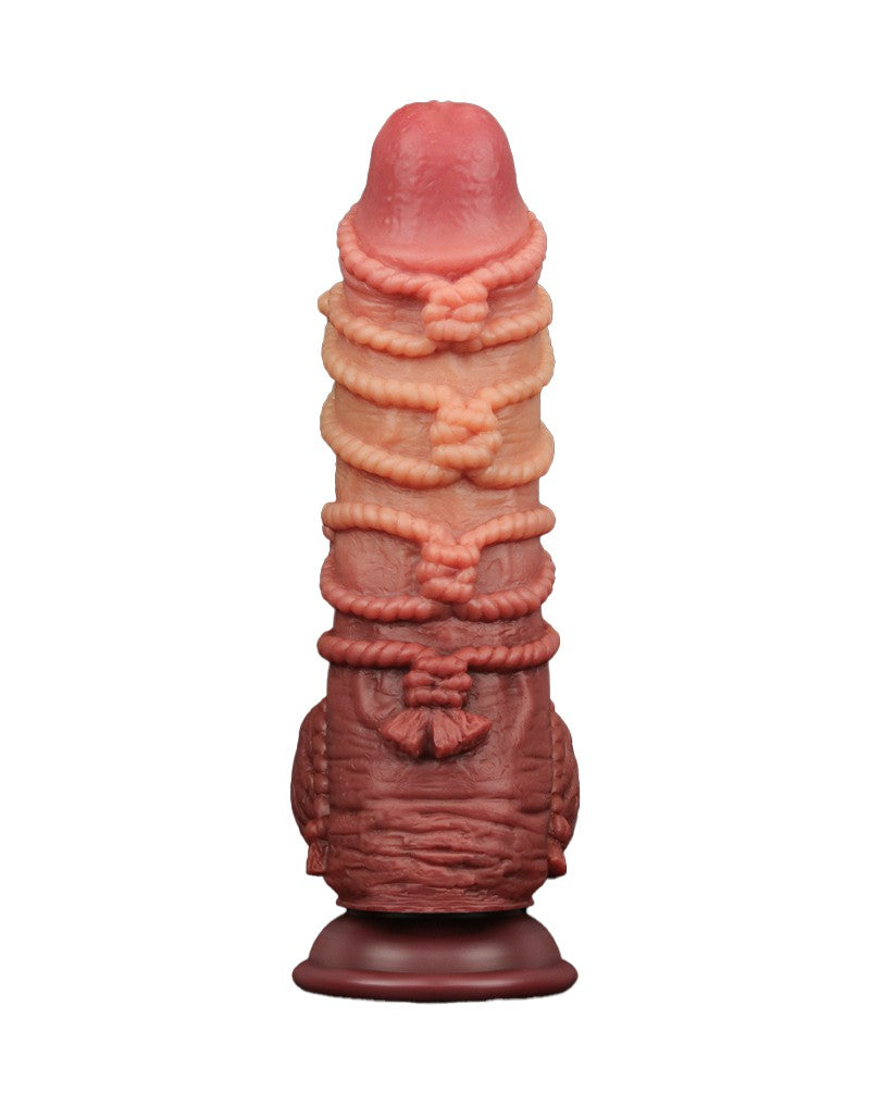 LoveToy - Extremer Dildo mit Seilmotiv 24 cm - Braun & Nude