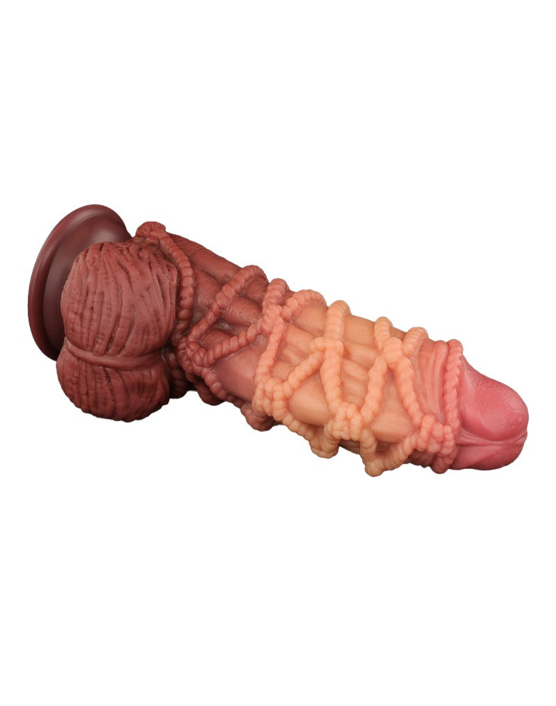LoveToy - Extremer Dildo mit Seilmotiv 24 cm - Braun & Nude