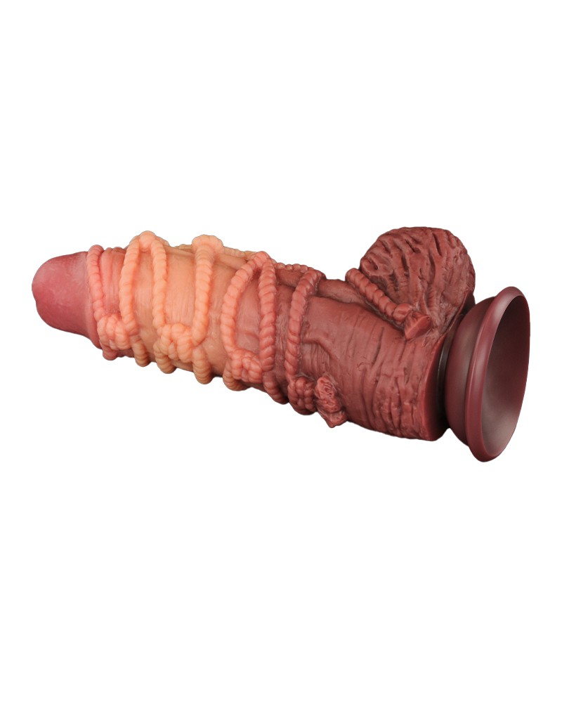 LoveToy - Extremer Dildo mit Seilmotiv 24 cm - Braun & Nude