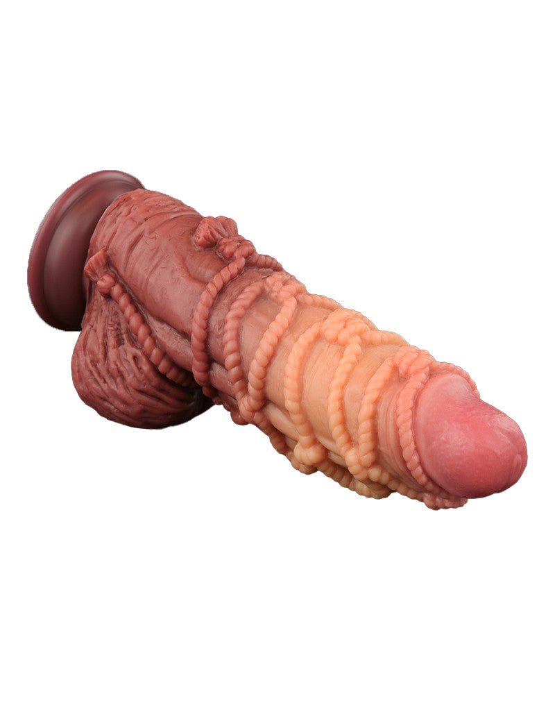 LoveToy - Extremer Dildo mit Seilmotiv 24 cm - Braun & Nude