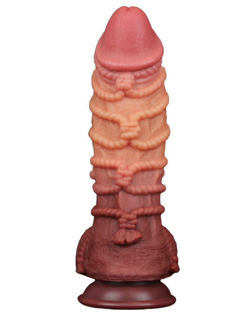 LoveToy - Extremer Dildo mit Seilmotiv 26.5 cm - Braun & Nude
