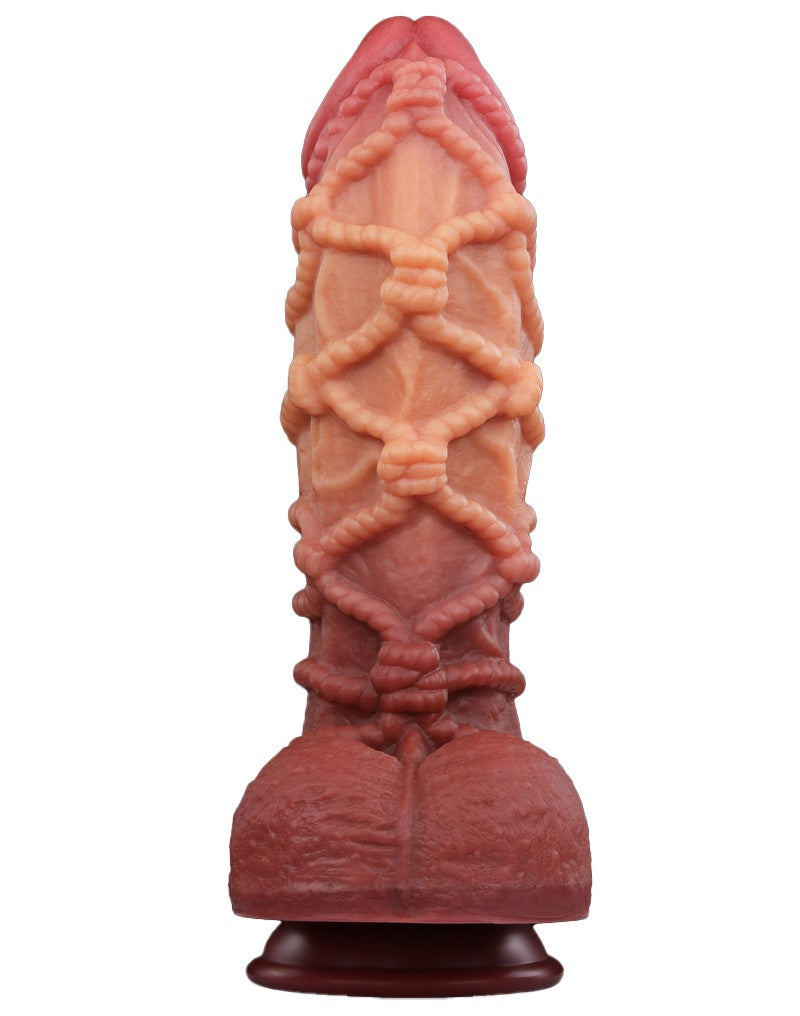 LoveToy - Extremer Dildo mit Seilmotiv 26.5 cm - Braun & Nude