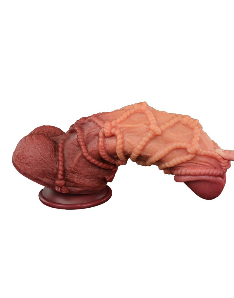 LoveToy - Extremer Dildo mit Seilmotiv 26.5 cm - Braun & Nude