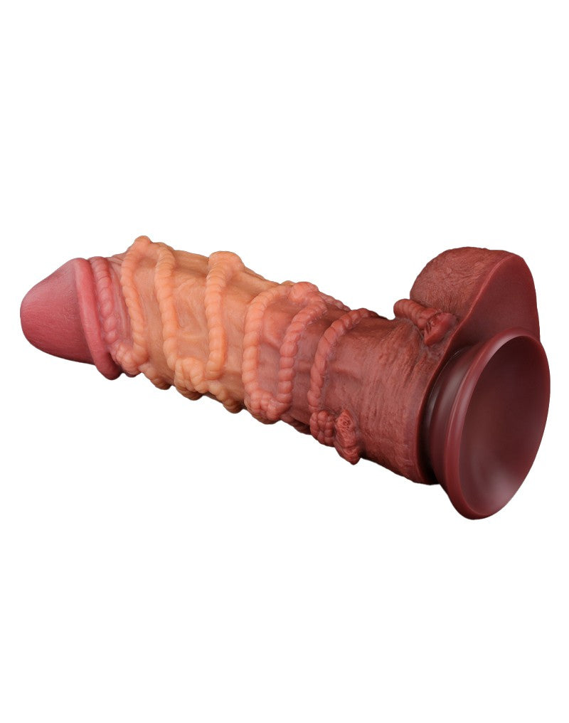 LoveToy - Extremer Dildo mit Seilmotiv 26.5 cm - Braun & Nude