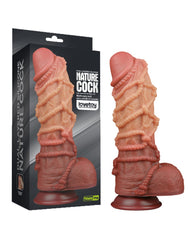 LoveToy - Extremer Dildo mit Seilmotiv 26.5 cm - Braun & Nude