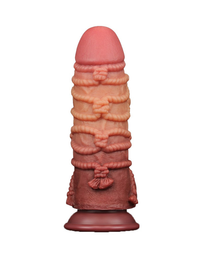 LoveToy - Extremer Dildo mit Seilmotiv 24 cm - Braun & Nude