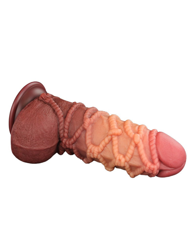 LoveToy - Extremer Dildo mit Seilmotiv 24 cm - Braun & Nude