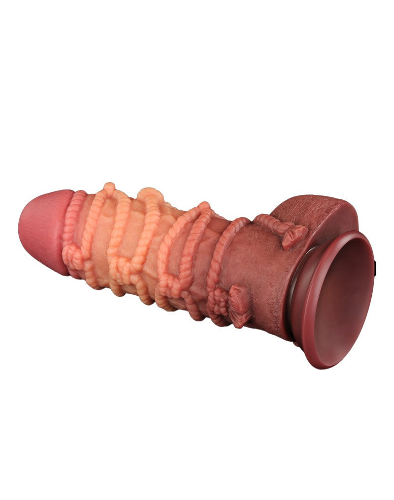 LoveToy - Extremer Dildo mit Seilmotiv 24 cm - Braun & Nude