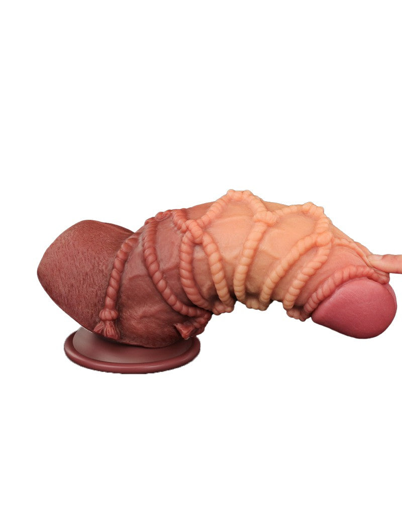 LoveToy - Extremer Dildo mit Seilmotiv 24 cm - Braun & Nude