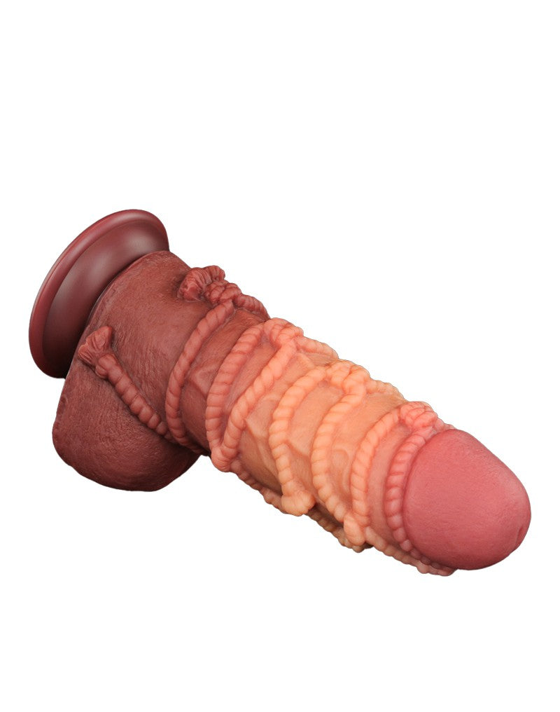 LoveToy - Extremer Dildo mit Seilmotiv 24 cm - Braun & Nude