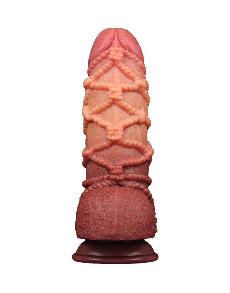 LoveToy - Extremer Dildo mit Seilmotiv 24 cm - Braun & Nude