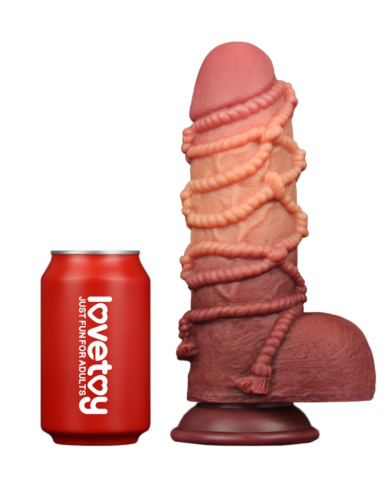 LoveToy - Extremer Dildo mit Seilmotiv 24 cm - Braun & Nude