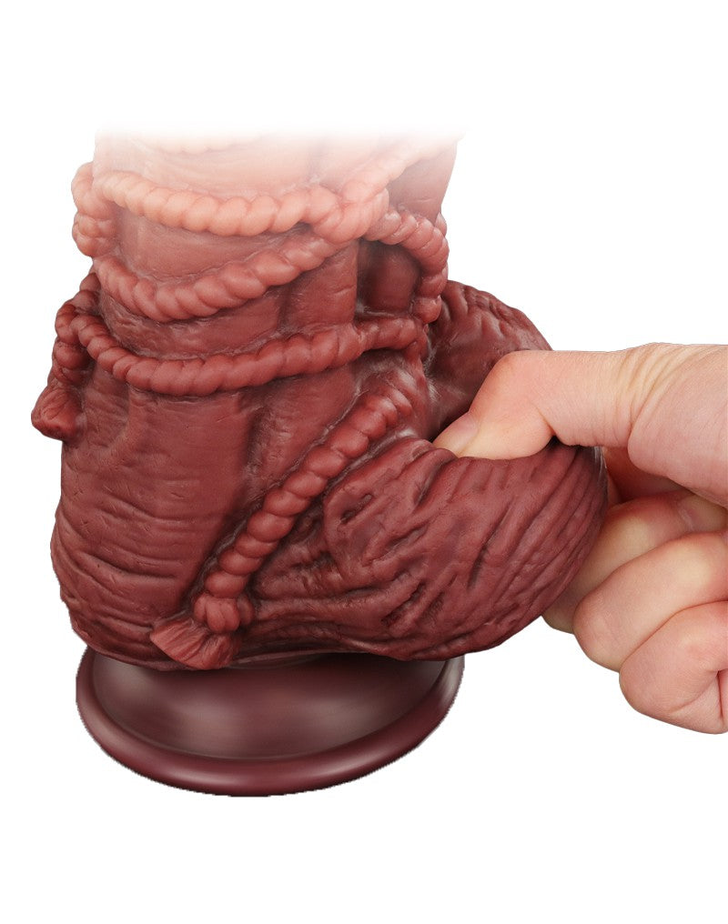 LoveToy - Extremer Dildo mit Seilmotiv 24 cm - Braun & Nude