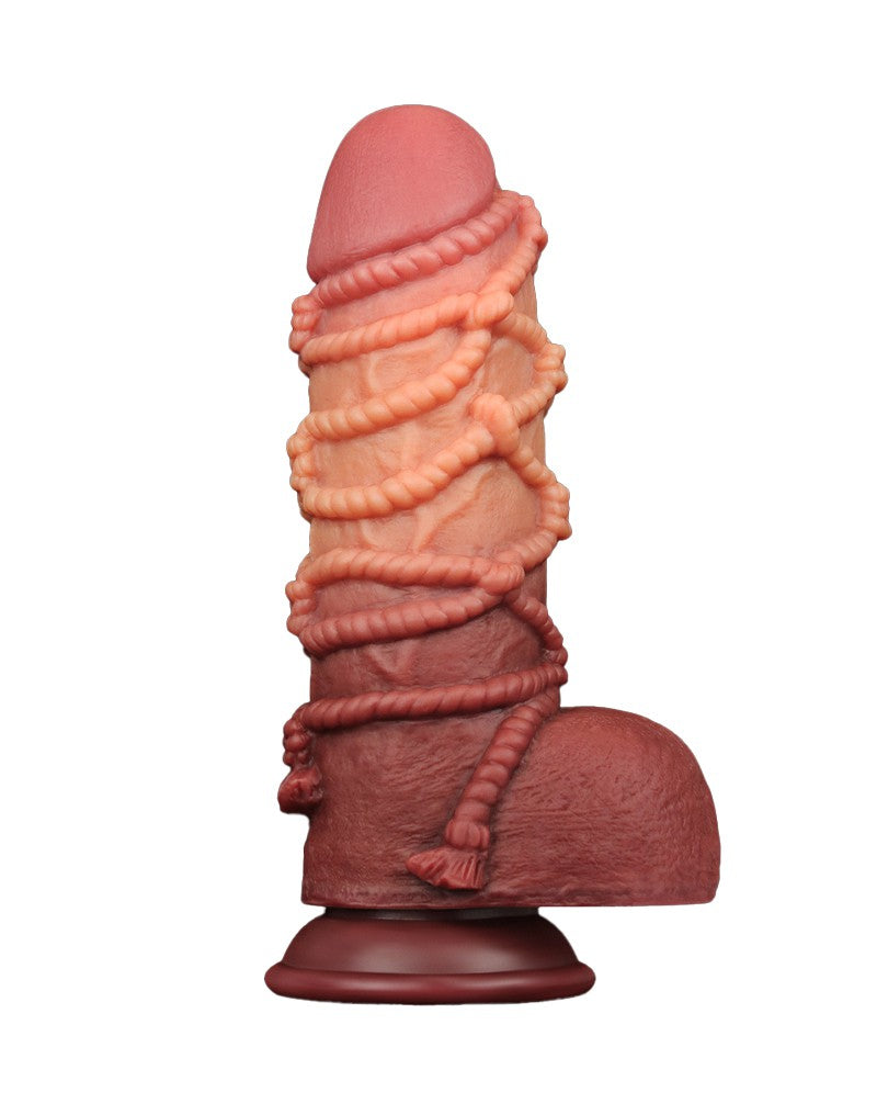 LoveToy - Extremer Dildo mit Seilmotiv 24 cm - Braun & Nude
