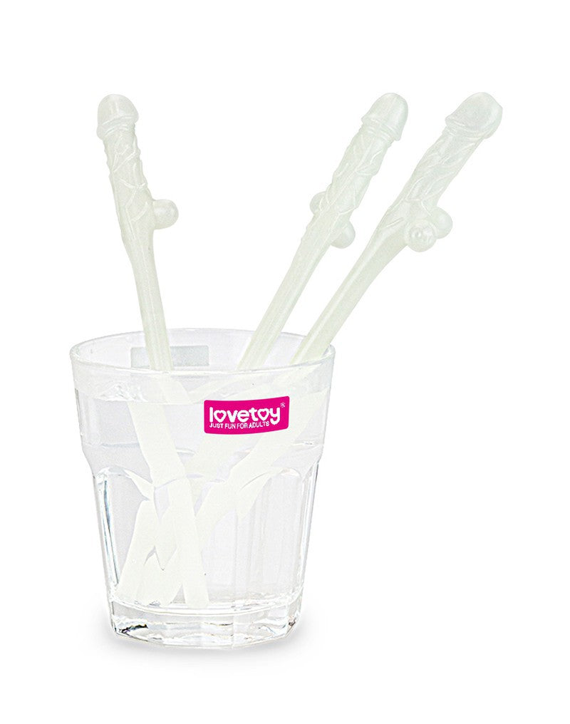 LoveToy - Glow in The Dark Willy Strohhalme - 9er Pack