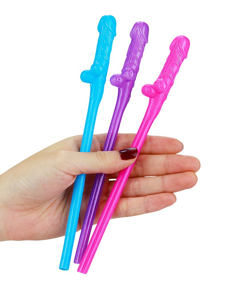 LoveToy - Mehrfarbige Willy Strohhalme - 9er Pack