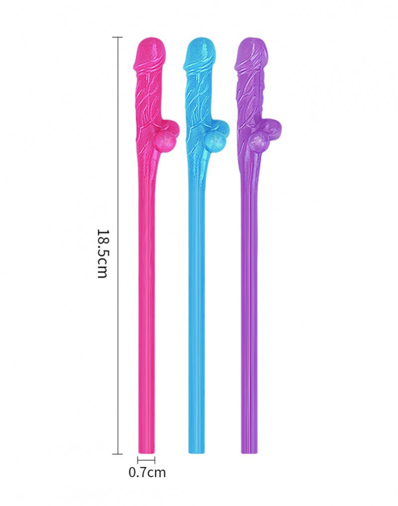 LoveToy - Mehrfarbige Willy Strohhalme - 9er Pack