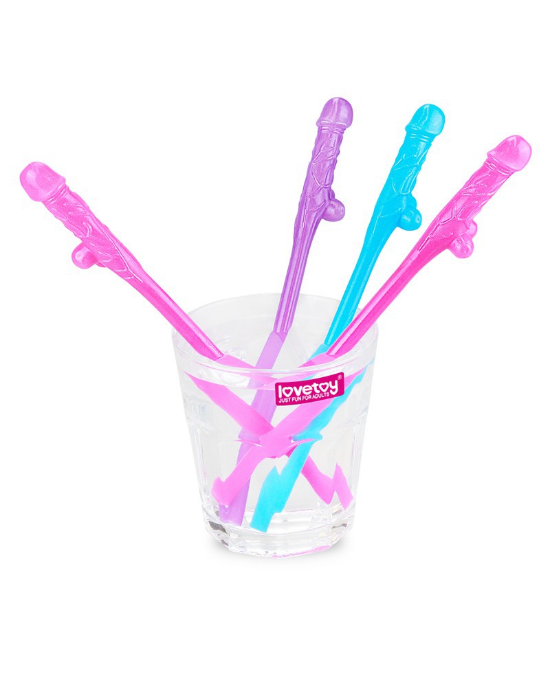 LoveToy - Mehrfarbige Willy Strohhalme - 9er Pack