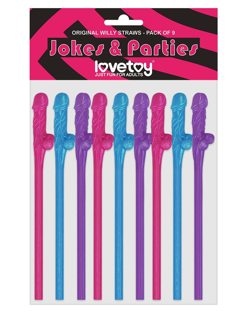 LoveToy - Mehrfarbige Willy Strohhalme - 9er Pack