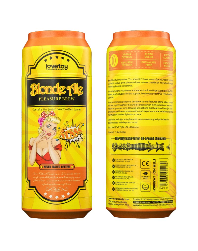 LoveToy - Pleasure Brew Blonde Ale Vagina Masturbator - Nude & Gelb