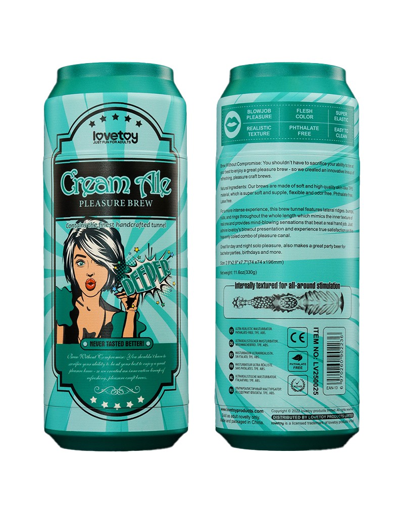 LoveToy - Pleasure Brew Cream Ale Mouth Masturbator - Grün & Nude