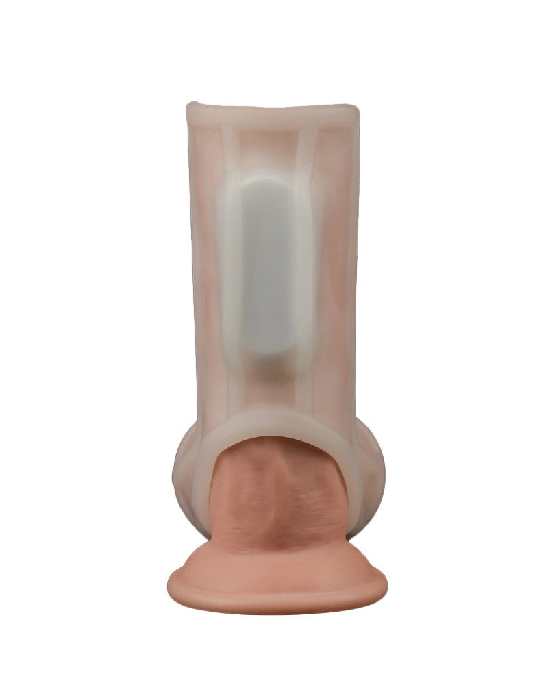 3: LoveToy - Ridge Knights Ring - Vibrierende Penishülle - Weiß