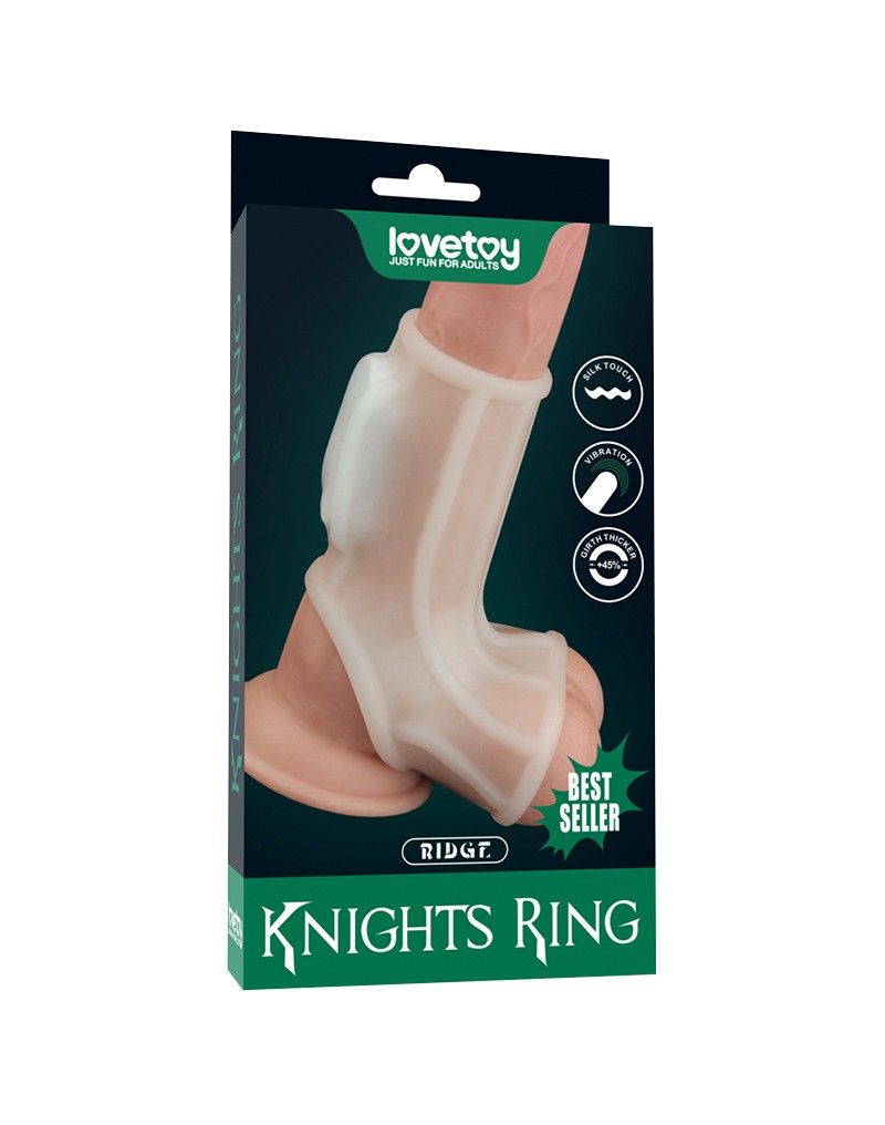 LoveToy - Ridge Knights Ring - Vibrierende Penishülle - Weiß
