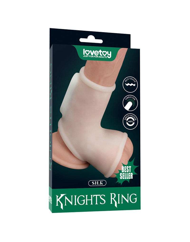 LoveToy - Silk Knights Ring - Vibrierende Penishülle - Weiß