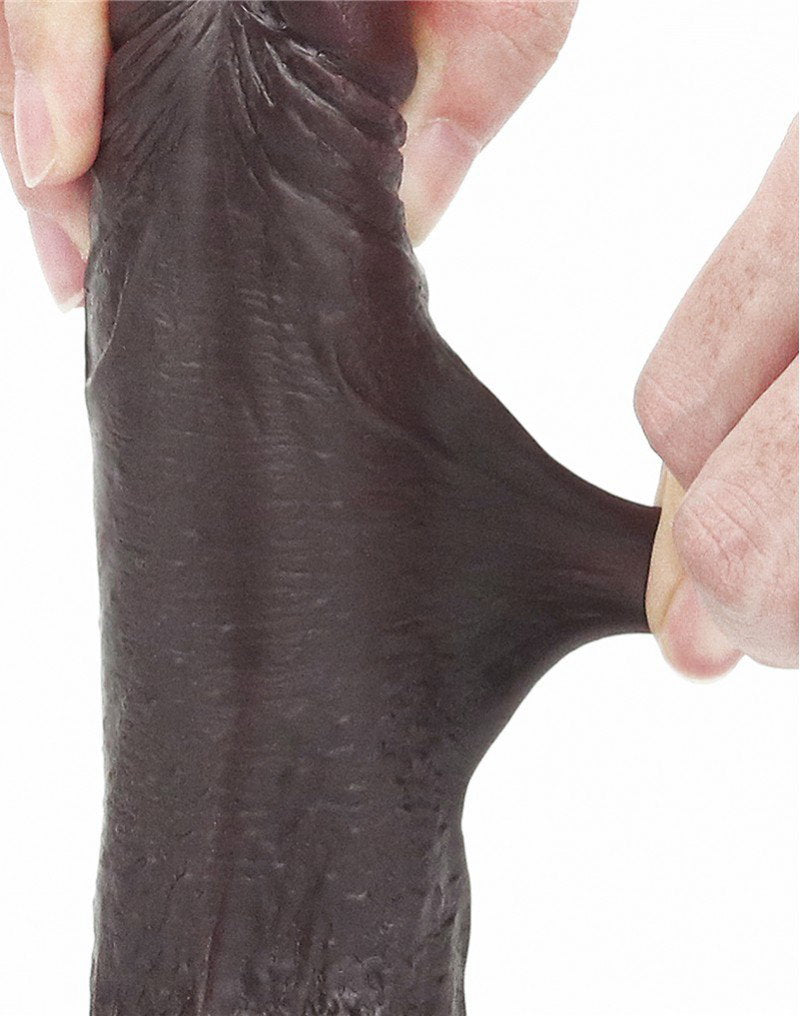 14: LoveToy - Sliding Skin Dildo 17.5 cm - Schwarz