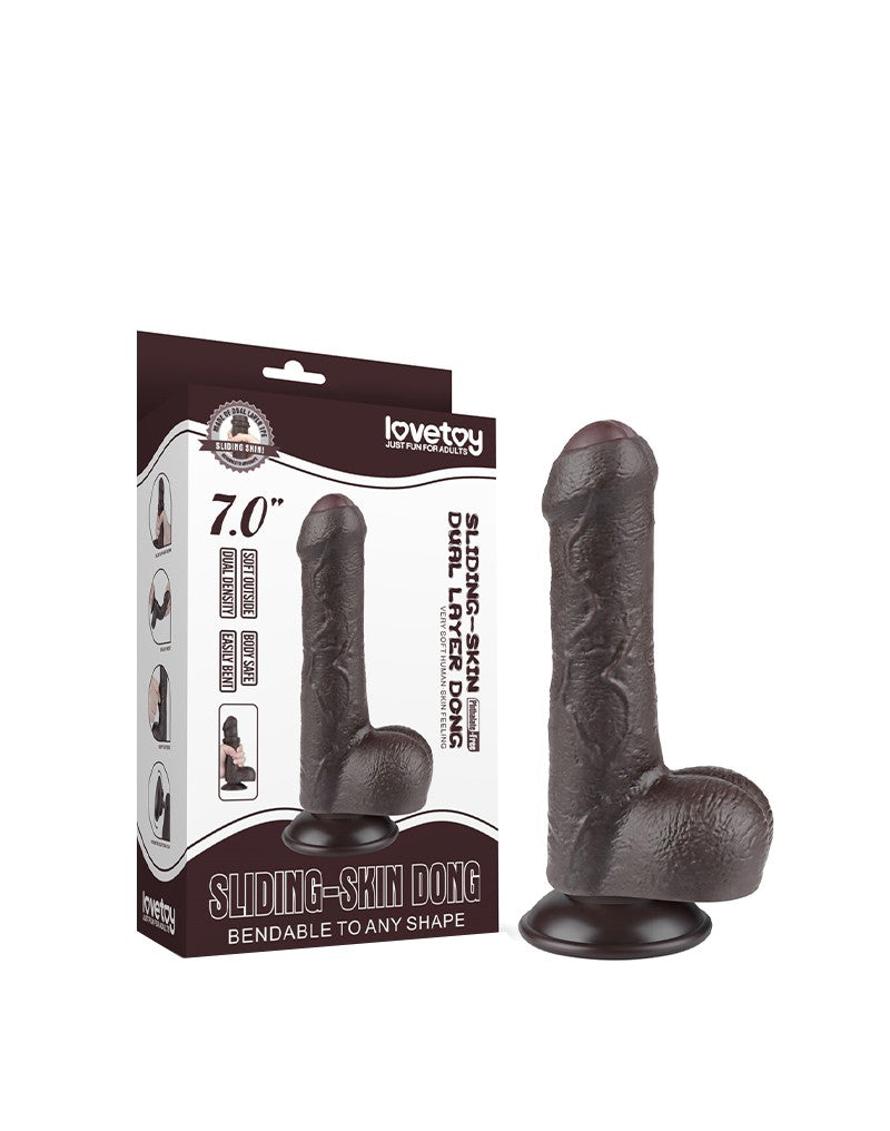 LoveToy - Skin-Schiebe-Dildo 18,3 cm (Ø 3,5 cm) - Schwarz