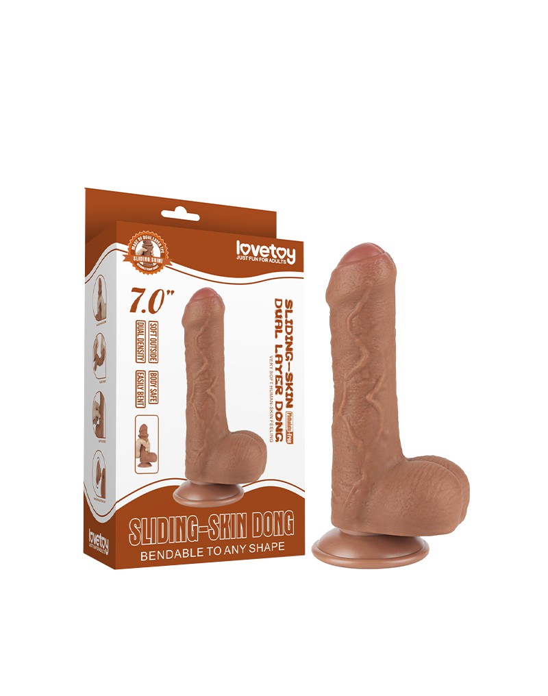 LoveToy - Skin-Schiebe-Dildo 18,3 cm (Ø 3,5 cm) - Braun