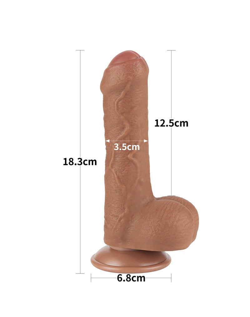 LoveToy - Skin-Schiebe-Dildo 18,3 cm (Ø 3,5 cm) - Braun