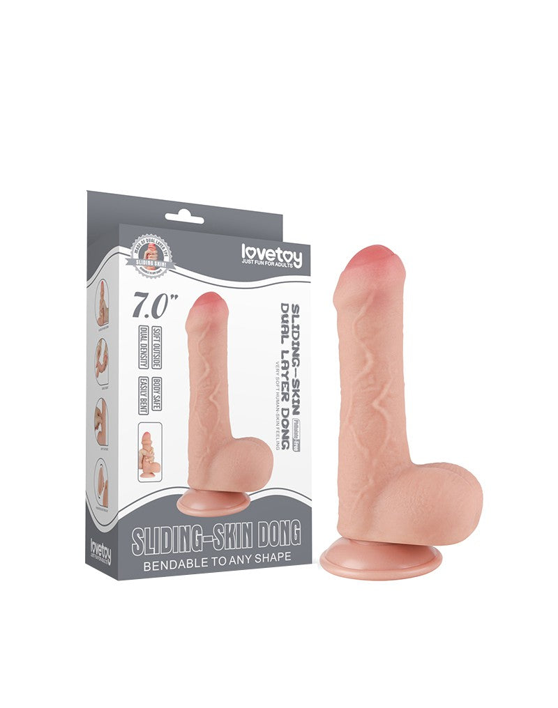 LoveToy - Skin-Schiebe-Dildo 18.3 cm (Ø 3.5 cm) - Nude