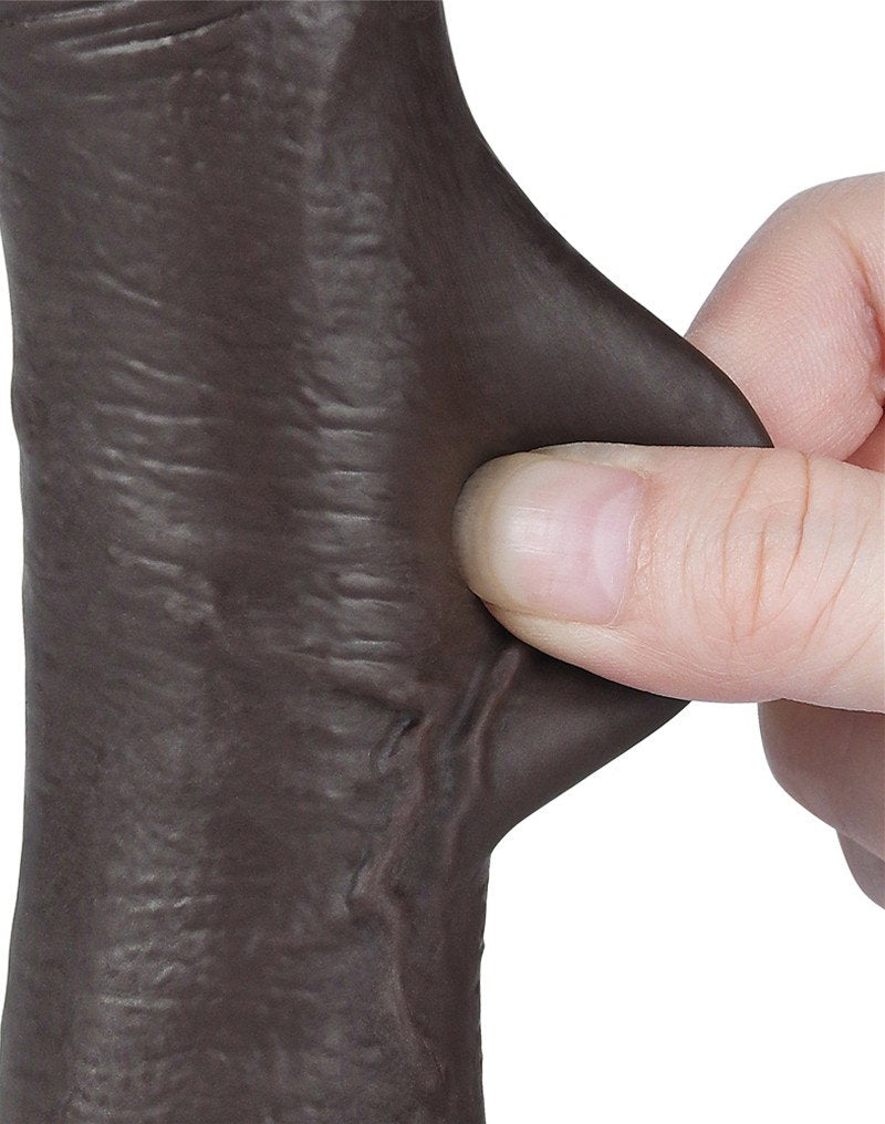 LoveToy - Hautgleitdildo 19,5 cm (Ø 3,5 cm) - Schwarz